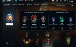 Conta ouro 3 com 100 Champs e 61 Skins + 600k de Katarina