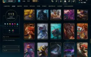 Unranked com TODOS os Champs e 113 Skins ( ADC / SUP )