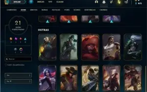 Conta unranked com 41 Champs e 21 Skins