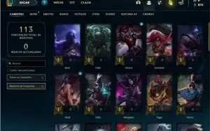 Conta unranked com 41 Champs e 21 Skins