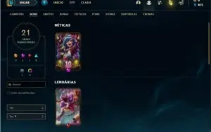 Conta unranked com 41 Champs e 21 Skins