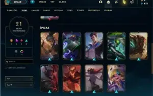 Conta unranked com 41 Champs e 21 Skins