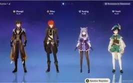 Diluc/Zhongli/Keqing/Venti e outros