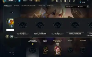 Unranked com 35 Champs e 4 Skins + 1 Prestigio da Leona
