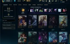 Unranked com 35 Champs e 4 Skins + 1 Prestigio da Leona