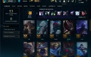 Unranked com 35 Champs e 4 Skins + 1 Prestigio da Leona