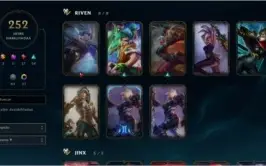CONTA LOL, TODOS CHAMP, RIVEN CAMP. S2, RAMMUS REI,252 SKINS