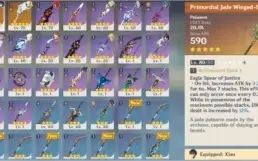 Conta Genshin AR 42 xiao, diluc, lança de jade, harpa