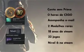 STEAM OLD 18 ANOS, MEDALHA DE 10 E 5 ANOS, 22 jogos