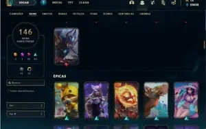Conta prata 2 com 150 champs e 146 skins + 400k de Nami