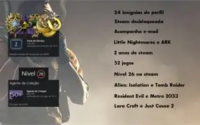STEAM LEVEL 26, 52 JOGOS, ARK , LITTLE NIGHTMARES, ALIEN
