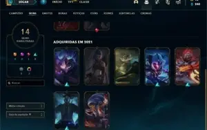 Conta ouro 4 com 43 Champs e 14 Skins + 2 Fragmentos