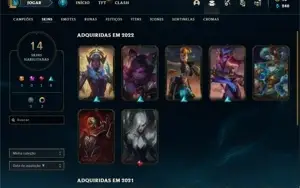 Conta ouro 4 com 43 Champs e 14 Skins + 2 Fragmentos