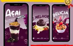 Pack Canva para Stories de Açaí: 10 Artes Editáveis