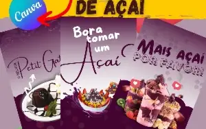 Pack Canva para Stories de Açaí: 10 Artes Editáveis