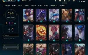 Conta ouro 3 com TODOS os champs e 246 Skins + 3 Prestigios