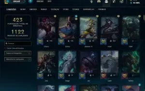 Conta ouro 3 com TODOS os champs e 246 Skins + 3 Prestigios