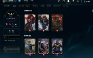 Conta ouro 3 com TODOS os champs e 246 Skins + 3 Prestigios