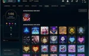 Conta LoL S10 Gold 2 Solo/Duo - Plat I TFT (184 Skins)