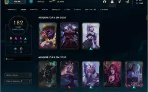 Conta LoL S10 Gold 2 Solo/Duo - Plat I TFT (184 Skins)