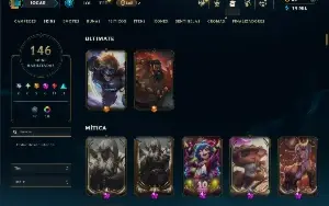 Unranked com TODOS os champs e 146 Skins +5 Prestigios