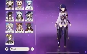 Ar38. Raiden + cortadora de grama, albedo, Diluc e harpa