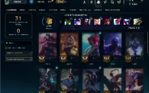 Ouro 4 com 30 champs e 6 Skins + 3 Fragmentos