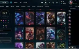 Conta LoL Br c/ 421 SKINS, TODOS campeões e 14k de essência