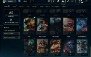 Platina 1 com 45 Champs e 9 Skins + 60 Espolios