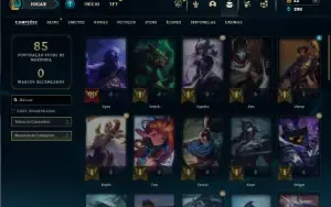Platina 1 com 45 Champs e 9 Skins + 60 Espolios
