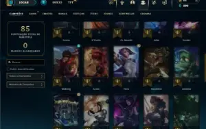 Platina 1 com 45 Champs e 9 Skins + 60 Espolios