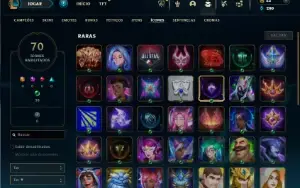 Platina 1 com 45 Champs e 9 Skins + 60 Espolios