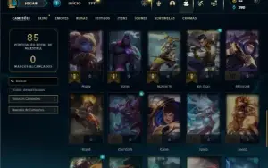 Platina 1 com 45 Champs e 9 Skins + 60 Espolios
