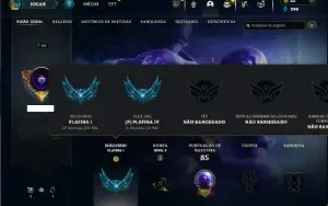 Platina 1 com 45 Champs e 9 Skins + 60 Espolios