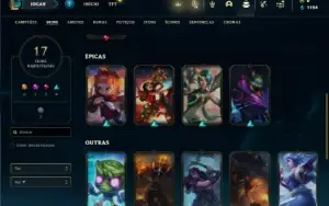 Conta Unranked com 45 Champs e 17 Skins + 1 Fragmento