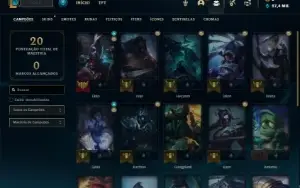 Conta Mestre com 25 Champs e 1 Skin + 7 Fragmentos