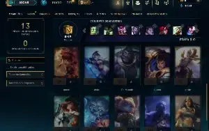 Unranked com 22 Champs e 2 Skins