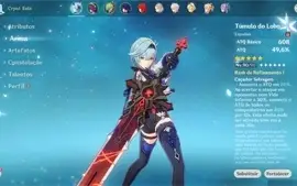 AR 56 com Kazuha, Raiden, Eula, Albedo, Diluc com Túmulo,etc