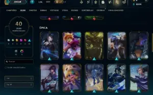Unranked com 90 Champs e 40 Skins