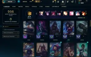 Unranked com 60 Champs e 26 Skins ( ADC / SUP / MID )