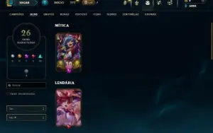 Unranked com 60 Champs e 26 Skins ( ADC / SUP / MID )