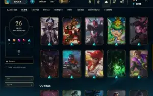 Unranked com 60 Champs e 26 Skins ( ADC / SUP / MID )