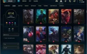 Conta platina 4 com TODOS os champs e 414 skins + RARA