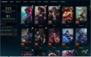 conta lol level 196, 70 skin e mmr bom gold 1