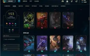 Conta bronze 3 com 120 champs e 153 skins