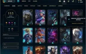 Conta bronze 3 com 120 champs e 153 skins