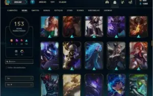 Conta bronze 3 com 120 champs e 153 skins