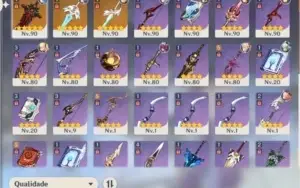GENSHIN IMPACT - AR 56 - 15 5* ESTRELAS + ARMAS 5*