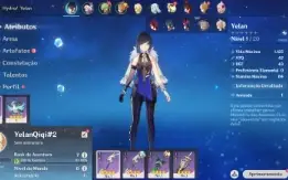 Conta Genshin Impact AR 7 com Yelan e Qiqi