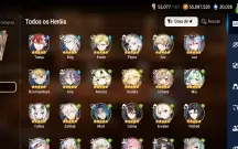 Conta de epic seven com 9 ML+ 20 k de skystones+ 966 folhas